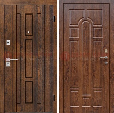 Стальная коричневая дверь с МДФ и коричневой МДФ внутри ДМ-1388 в Можайске