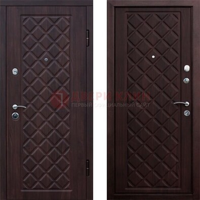Коричневая металлическая дверь с МДФ с двух сторон ДМ-1555 в Можайске