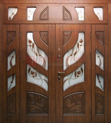 Элитная двухстворчатая дверь с витражным стеклом ДВТ-173 в Можайске