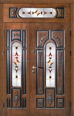 Элитная дверь цвета дуб с виноритом и витражом ДВТ-177 в Можайске