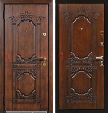Коричневая железная дверь с виноритом и узором ДВТ-211 в Можайске