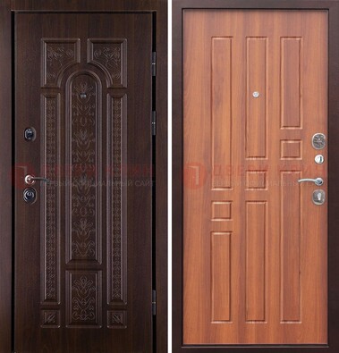 Темная металлическая дверь с виноритом и узором ДВТ-224 в Можайске