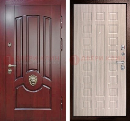 Темно-красная входная дверь с виноритом ДВТ-234 в Можайске