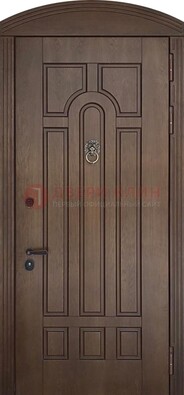 Коричневая стальная дверь с виноритом в форме арки ДВТ-237 в Можайске