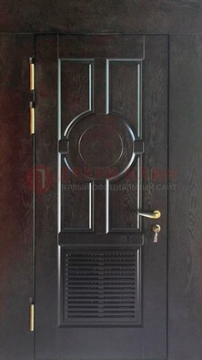 Входная темная дверь винорит с решеткой ДВТ-250 в Мурманске