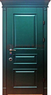 Зеленая входная филенчатая дверь с виноритом ДВТ-62 в Можайске