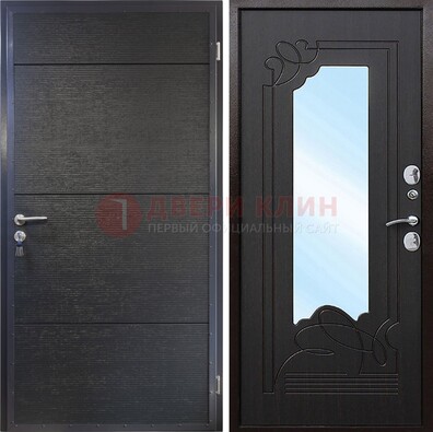 Темная Железная дверь c виноритом и МДФ с зеркалом ДЗ-119 в Можайске