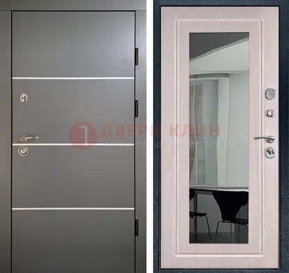 Черная металлическая дверь с зеркалом ДЗ-12 в Можайске