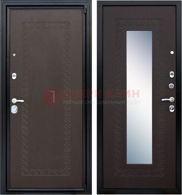 Темная стальная дверь с зеркалом ДЗ-20 в Можайске