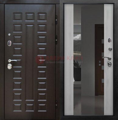 Коричневая металлическая дверь с зеркалом ДЗ-22 в Можайске