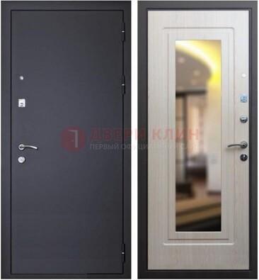Черная металлическая дверь с зеркалом ДЗ-26 в Можайске