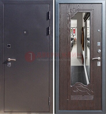 Черная входная дверь с зеркалом МДФ внутри ДЗ-29 в Можайске