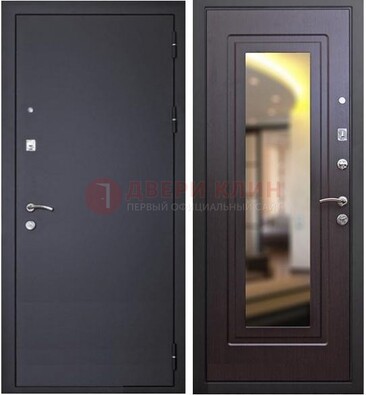 Черная железная дверь с зеркалом ДЗ-30 в Можайске