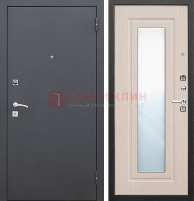 Черная входная дверь с зеркалом МДФ внутри ДЗ-31 в Можайске