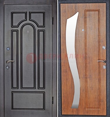 Темная железная дверь с зеркалом ДЗ-35 в Можайске