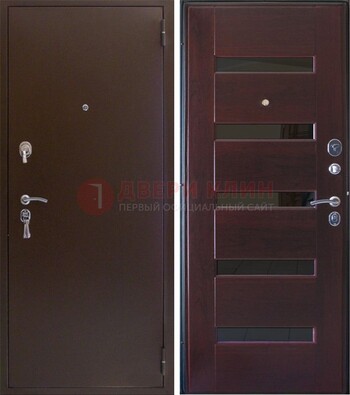 Темная железная дверь с зеркалом ДЗ-42 в Можайске