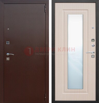 Входная дверь с порошковым покрытием филенчатой МДФ и зеркалом ДЗ-65 в Можайске