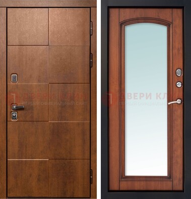Белая филенчатая дверь с фрезерованной МДФ и зеркалом ДЗ-81 в Лобне