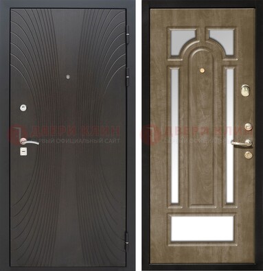 Темная металлическая дверь МДФ с различными зеркальными вставками внутри ДЗ-82 в Можайске