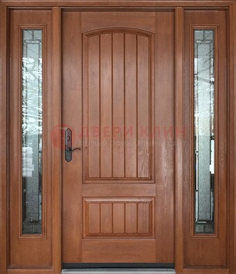 Стальная дверь с массивом дуба и витражом для дома ВЖ-17 в Можайске