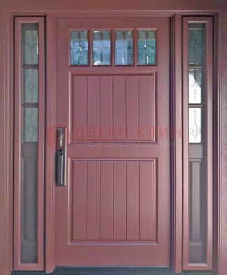 Входная дверь с массивом с фрамугами и витражом ВЖ-19 в Можайске